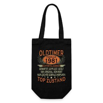 45th Birthday Oldtimer February Vintage 1981 - Gift Bag for Bottles - black - Front