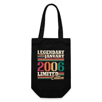 Retro-Geburtstagsgeschenk im Januar 2006 - Geschenkbeutel für Flaschen - Schwarz - Vorne