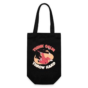 Judo Kampfsport Think Calm Throw Hard - Geschenkbeutel für Flaschen - Schwarz - Vorne