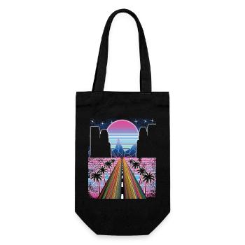 80er Retro Synthwave Vintage Streetwear - Geschenkbeutel für Flaschen - Schwarz - Vorne