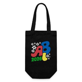 ABI 2026 Blüten Retro Abitur Geschenk  - Geschenkbeutel für Flaschen - Schwarz - Vorne