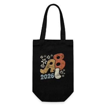 ABI 2026 Blüten Vintage Abitur Geschenk - Geschenkbeutel für Flaschen - Schwarz - Vorne