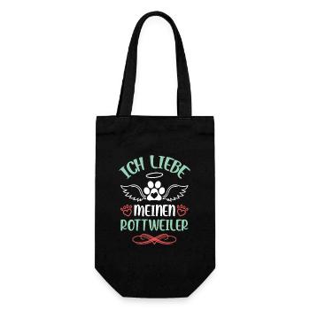 Ich liebe meinen Rottweiler - Geschenkbeutel für Flaschen - Schwarz - Vorne