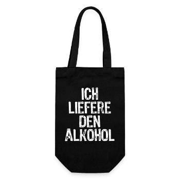 Ich liefere den Alkohol - Geschenkbeutel für Flaschen - Schwarz - Vorne