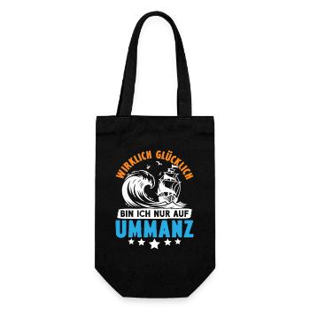 Ostsee Urlaub WIRKLICH GLÜCKLICH BIN ICH NUR AUF - Geschenkbeutel für Flaschen - Schwarz - Vorne