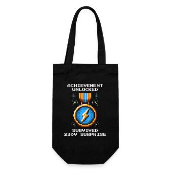 230V survived | Electrician Electrical Engineering - Gift Bag for Bottles - black - Front