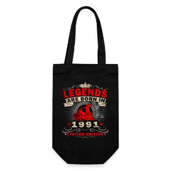 35. Geburtstag Geschenk Motorradfahrer 1991 - Geschenkbeutel für Flaschen - Schwarz - Vorne