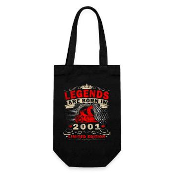 25th Birthday Vintage 2001 Motorcyclist Biker - Gift Bag for Bottles - black - Front
