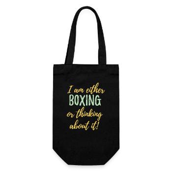 Ich boxe entweder oder denke darüber nach. - Geschenkbeutel für Flaschen - Schwarz - Vorne