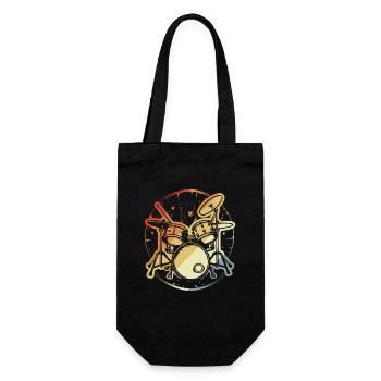 Drumset Vintage Look - Geschenkbeutel für Flaschen - Schwarz - Vorne