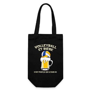 Volleyball und Bier, deshalb bin ich hier. - Geschenkbeutel für Flaschen - Schwarz - Vorne