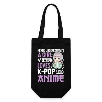 Ne sous-estimez jamais une fille qui aime la K-pop et l’anime - Sac à bouteille - noir - Devant