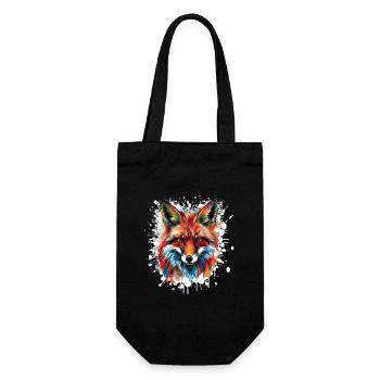 Watercolor Fox Head - Gift Bag for Bottles - black - Front