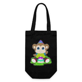 Gâteau d’anniversaire singe - Sac à bouteille - noir - Devant