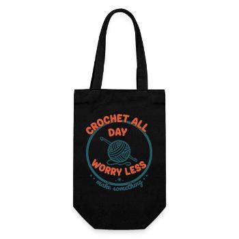 Crochet toute la journée S’inquiéter Moins drôle Amoureux du crochet - Sac à bouteille - noir - Devant