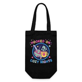 Hooked On Cozy Nights Crochet Lover Funny - Gift Bag for Bottles - black - Front