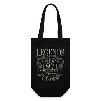 Born in February 1971 vintage 1971 Birthday - Gift Bag for Bottles - black - Front