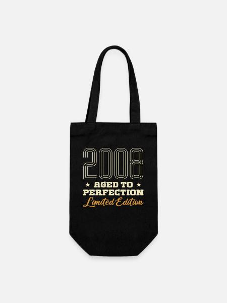 18-jähriger 18. Geburtstag 2008 Vintage-Mädchen-Junge - Geschenkbeutel für Flaschen - Schwarz