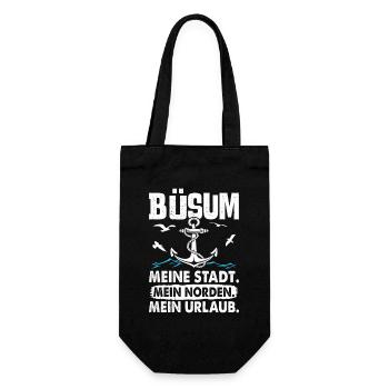 BÜSUM MEINE STADT MEIN NORDEN MEIN URLAUB Lustig - Geschenkbeutel für Flaschen - Schwarz - Vorne