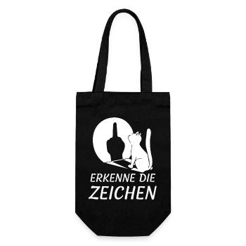 Zeichen Erkennen Katzenblick - Geschenkbeutel für Flaschen - Schwarz - Vorne