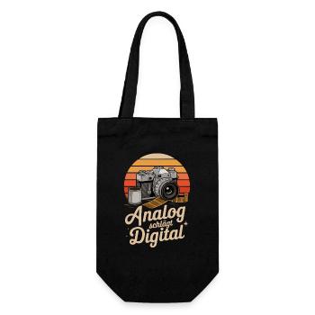 Analog Schlägt Digital Retro Kamera Fotografie - Geschenkbeutel für Flaschen - Schwarz - Vorne