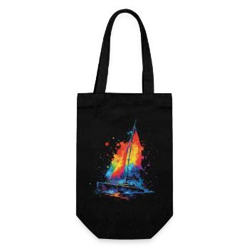 Katamaran – Segelboot Mehrhüllen-Splash Art Bunt - Geschenkbeutel für Flaschen - Schwarz - Vorne
