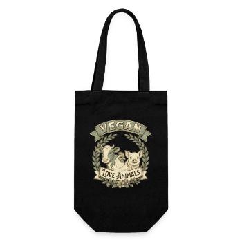 Vegan Love Animals – Retro Animal Love Design - Gift Bag for Bottles - black - Front