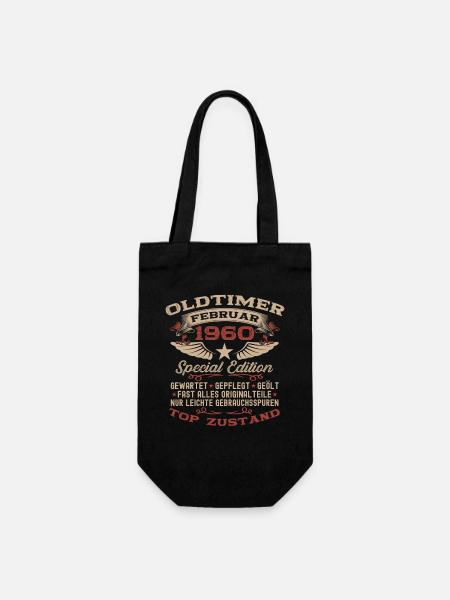66. Geburtstag Oldtimer Jahrgang 1960 Vintage - Geschenkbeutel für Flaschen - Schwarz