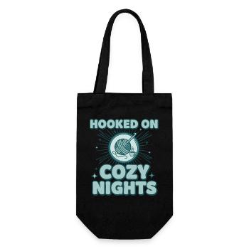 Hooked On Cozy Nights Crochet Lover Funny - Gift Bag for Bottles - black - Front