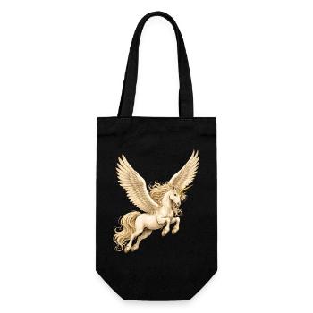 Geflügeltes Einhorn – Magisches Fantasy Motiv  - Geschenkbeutel für Flaschen - Schwarz - Vorne