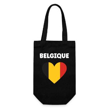 Belgische Herz-Trikolore - Geschenkbeutel für Flaschen - Schwarz - Vorne