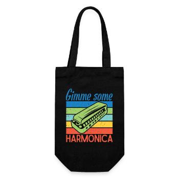 Funny Harmonica Player Gimme Some Harmonica - Geschenkbeutel für Flaschen - Schwarz - Vorne
