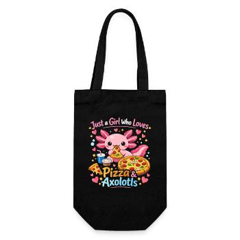 Pizza Axolotl Liebesdesign - Geschenkbeutel für Flaschen - Schwarz - Vorne
