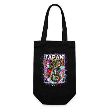 Otaku Samurai & Drache - Cyber Neon Streetart - Geschenkbeutel für Flaschen - Schwarz - Vorne