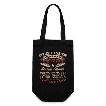 56th Birthday Oldtimer February Vintage 1970 - Gift Bag for Bottles - black - Front