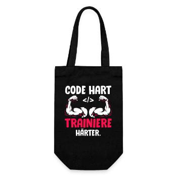 Coder CODE HARD TRAIN HARDER Funny - Gift Bag for Bottles - black - Front