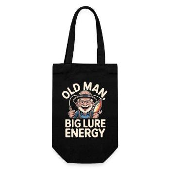 Old Man Big Lure Energy Funny Angler Grandpa - Gift Bag for Bottles - black - Front