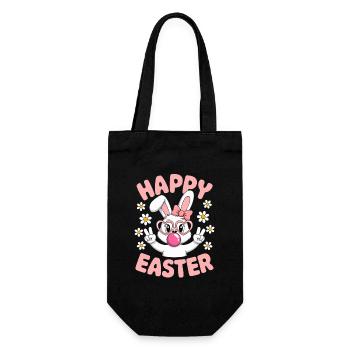Joyeux Pâques Mignon, lapin de Pâques avec des lunettes - Sac à bouteille - noir - Devant