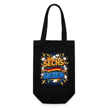 SECHS SIEBEN Deutschland Fan Comic - Geschenkbeutel für Flaschen - Schwarz - Vorne