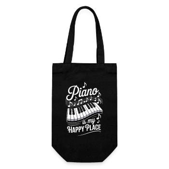Klavier ist mein Glücksort - Geschenkbeutel für Flaschen - Schwarz - Vorne