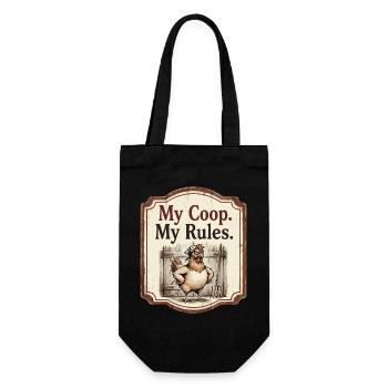 Mon coop : mes règles humour drôle de ferme à poules - Sac à bouteille - noir - Devant