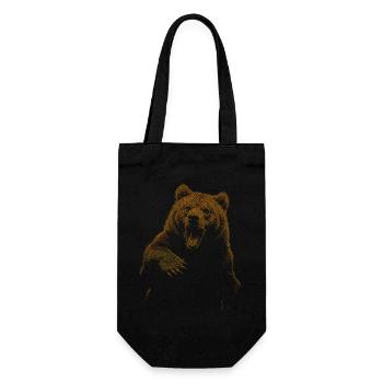 Grizzly Bear Hiking Camping Vintage Brown Bear - Gift Bag for Bottles - black - Front