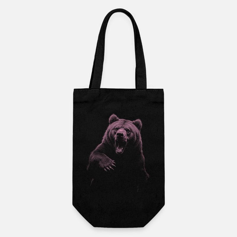 Grizzly Bear Randonnée Camping Ours brun vintage - Sac à bouteille - noir