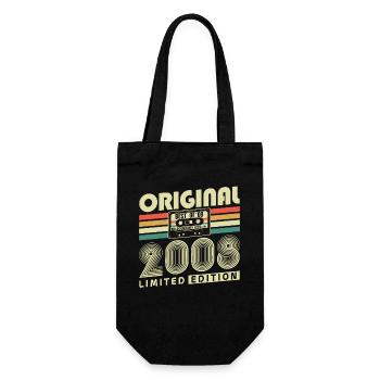 Original 2008 Vintage Vintage Birthday Retro - Gift Bag for Bottles - black - Front
