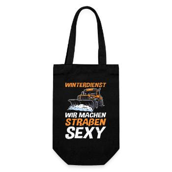 WINTERDIENST WIR MACHEN STRAßEN SEXY Lustig - Geschenkbeutel für Flaschen - Schwarz - Vorne