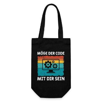 Nerd Computer MAY THE CODE BE WITH YOU FUNNY - Gift Bag for Bottles - black - Front