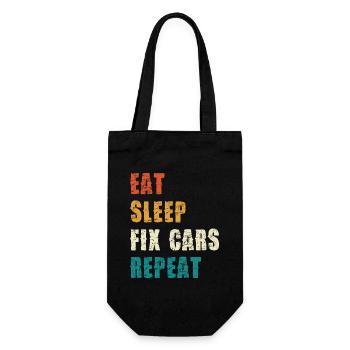 EAT SLEEP FIX CARS REPEAT - Geschenkbeutel für Flaschen - Schwarz - Vorne