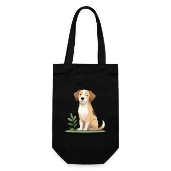 Chiot joyeux dans l’herbe - Sac à bouteille - noir - Devant