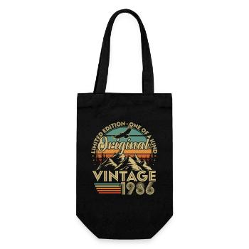 Original 1986 Vintage Vintage Birthday Retro - Gift Bag for Bottles - black - Front