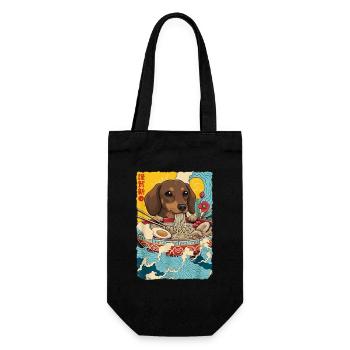 Japanese Ramen Dachshund Noodle Bowl Anime Otaku - Gift Bag for Bottles - black - Front